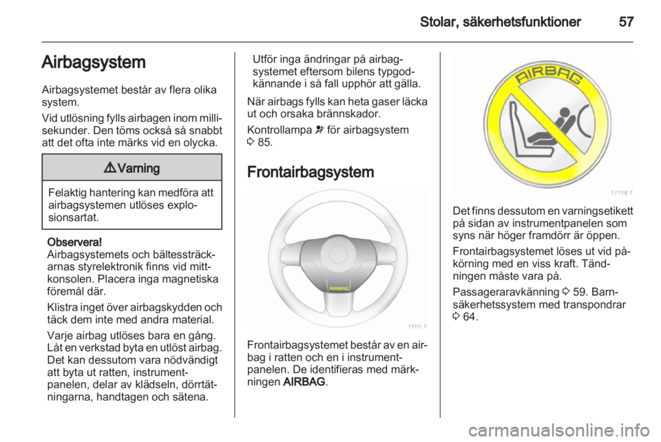 OPEL ZAFIRA 2012  Instruktionsbok 