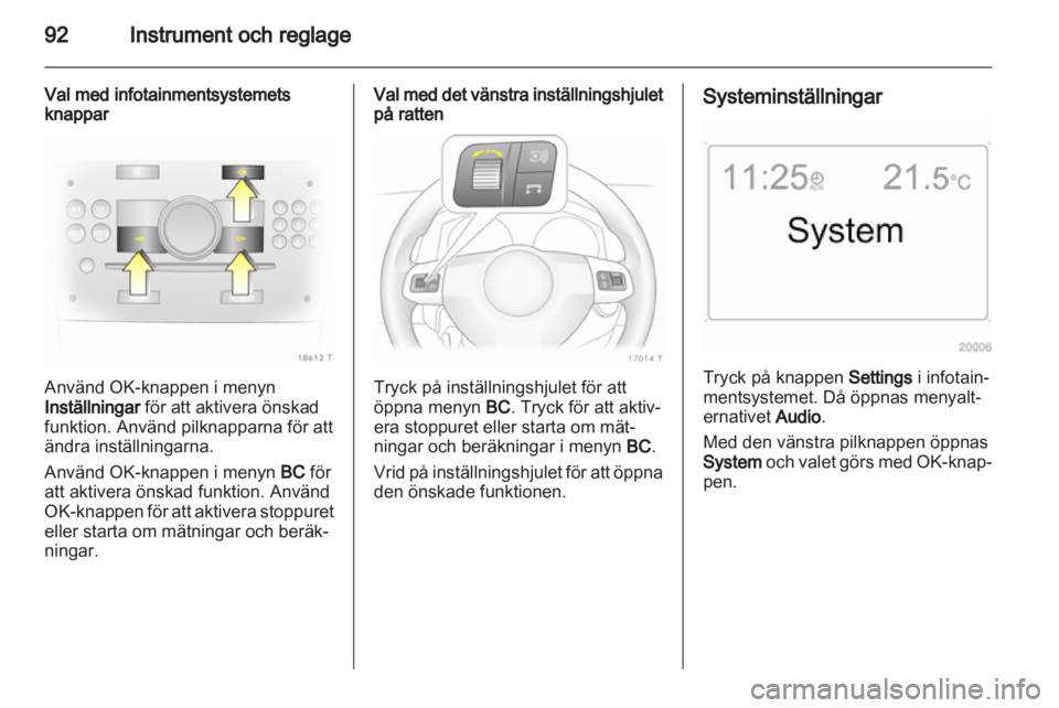 OPEL ZAFIRA 2012  Instruktionsbok 