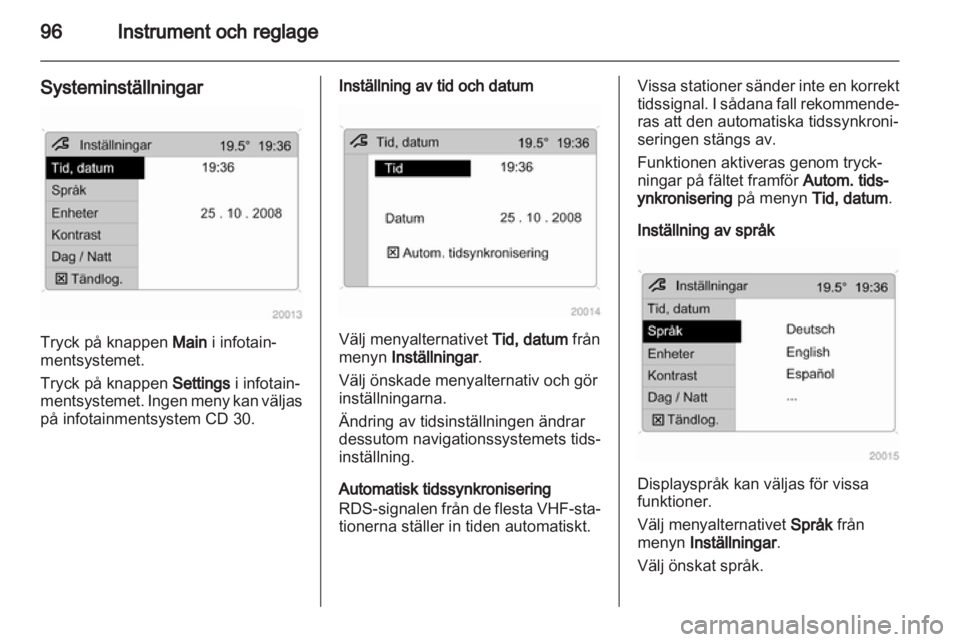 OPEL ZAFIRA 2012  Instruktionsbok 