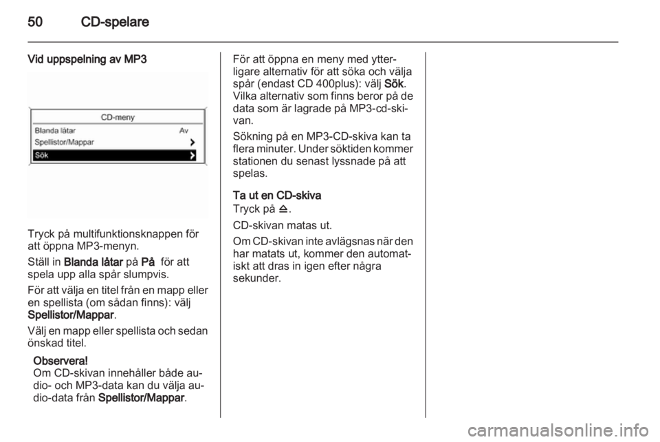 OPEL ZAFIRA C 2013.5  Handbok för infotainmentsystem 