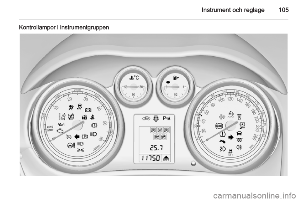 OPEL ZAFIRA C 2015  Instruktionsbok Instrument och reglage105
Kontrollampor i instrumentgruppen 