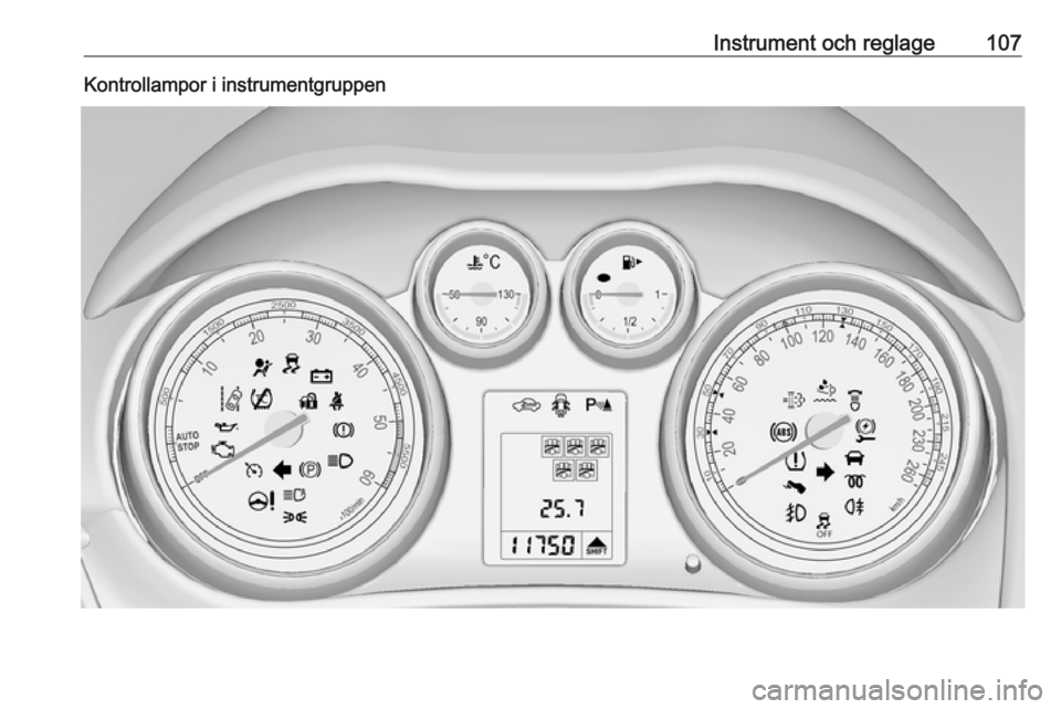 OPEL ZAFIRA C 2016.5  Instruktionsbok Instrument och reglage107Kontrollampor i instrumentgruppen 
