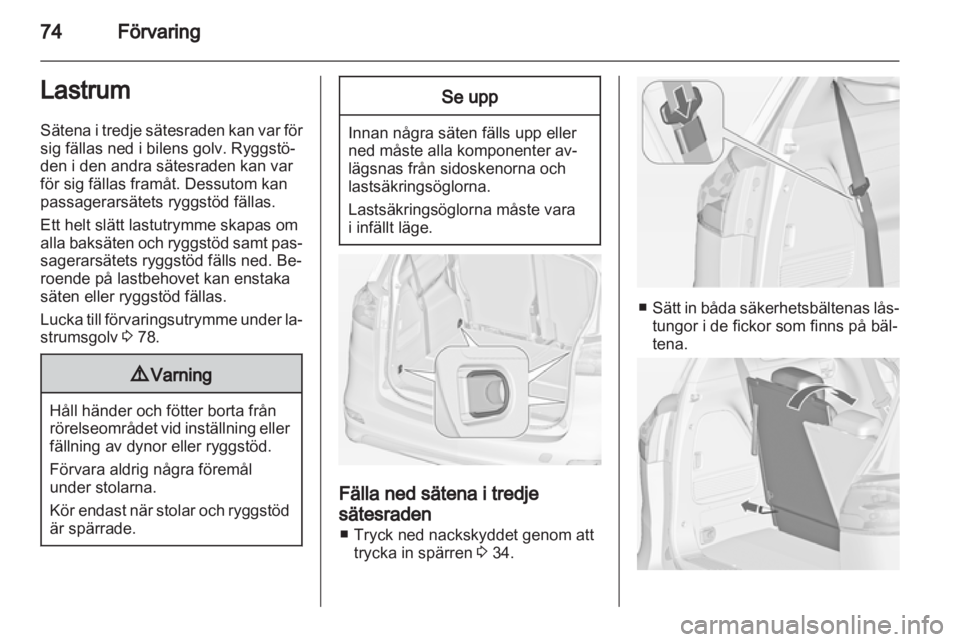 OPEL ZAFIRA TOURER 2012  Instruktionsbok 