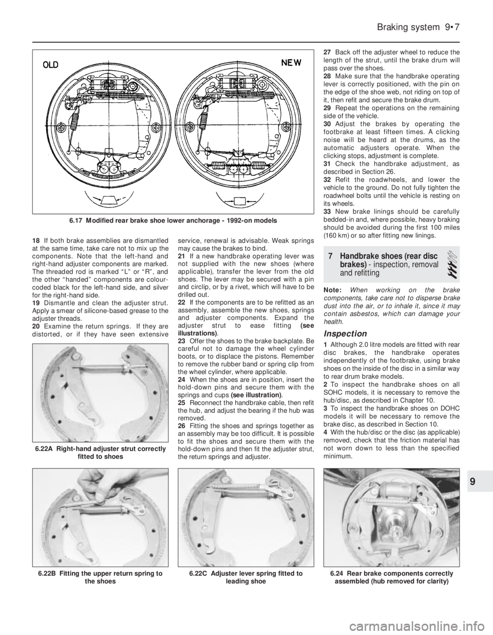 OPEL CALIBRA 1988 Service Repair Manual 18If both brake assemblies are dismantled
at the same time, take care not to mix up the
components. Note that the left-hand and
right-hand adjuster components are marked.
The threaded rod is marked OPEL CALIBRA 1988 Service Repair Manual 18If both brake assemblies are dismantled
at the same time, take care not to mix up the
components. Note that the left-hand and
right-hand adjuster components are marked.
The threaded rod is marked