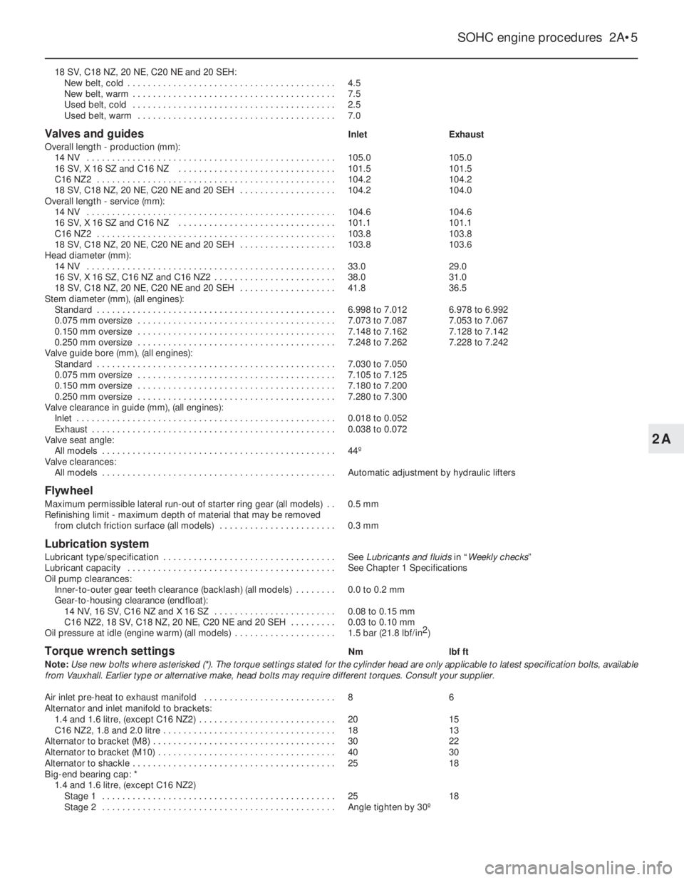 OPEL CALIBRA 1988 Service Repair Manual 18 SV, C18 NZ, 20 NE, C20 NE and 20 SEH:
New belt, cold . . . . . . . . . . . . . . . . . . . . . . . . . . . . . . . . . . . . . . . . .4.5
New belt, warm . . . . . . . . . . . . . . . . . . . . . . OPEL CALIBRA 1988 Service Repair Manual 18 SV, C18 NZ, 20 NE, C20 NE and 20 SEH:
New belt, cold . . . . . . . . . . . . . . . . . . . . . . . . . . . . . . . . . . . . . . . . .4.5
New belt, warm . . . . . . . . . . . . . . . . . . . . . .