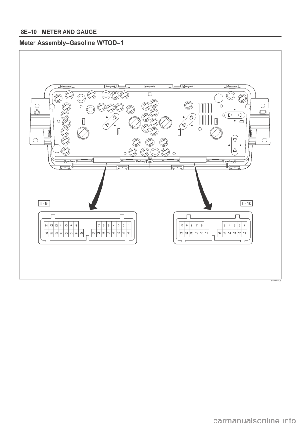OPEL FRONTERA 1998  Workshop Manual 8E–10METER AND GAUGE
Meter Assembly–Gasoline W/TOD–1
825RW209 