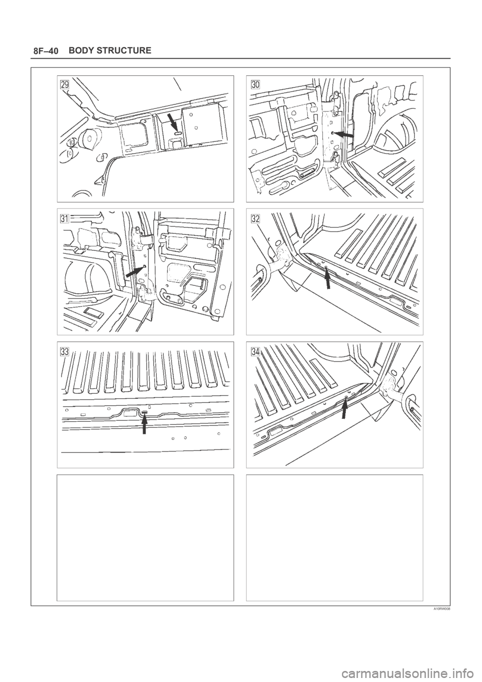OPEL FRONTERA 1998  Workshop Manual 8F–40BODY STRUCTURE
A10RW008 