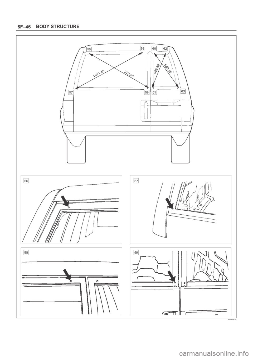 OPEL FRONTERA 1998  Workshop Manual 8F–46BODY STRUCTURE
A10RW029 