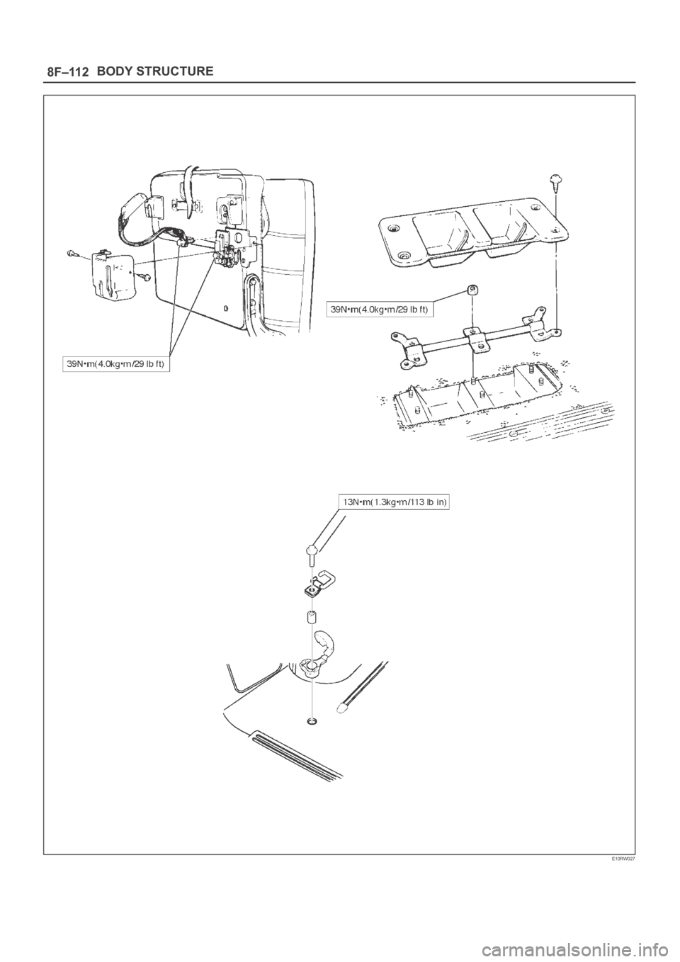 OPEL FRONTERA 1998  Workshop Manual 8F–112BODY STRUCTURE
E10RW027 
