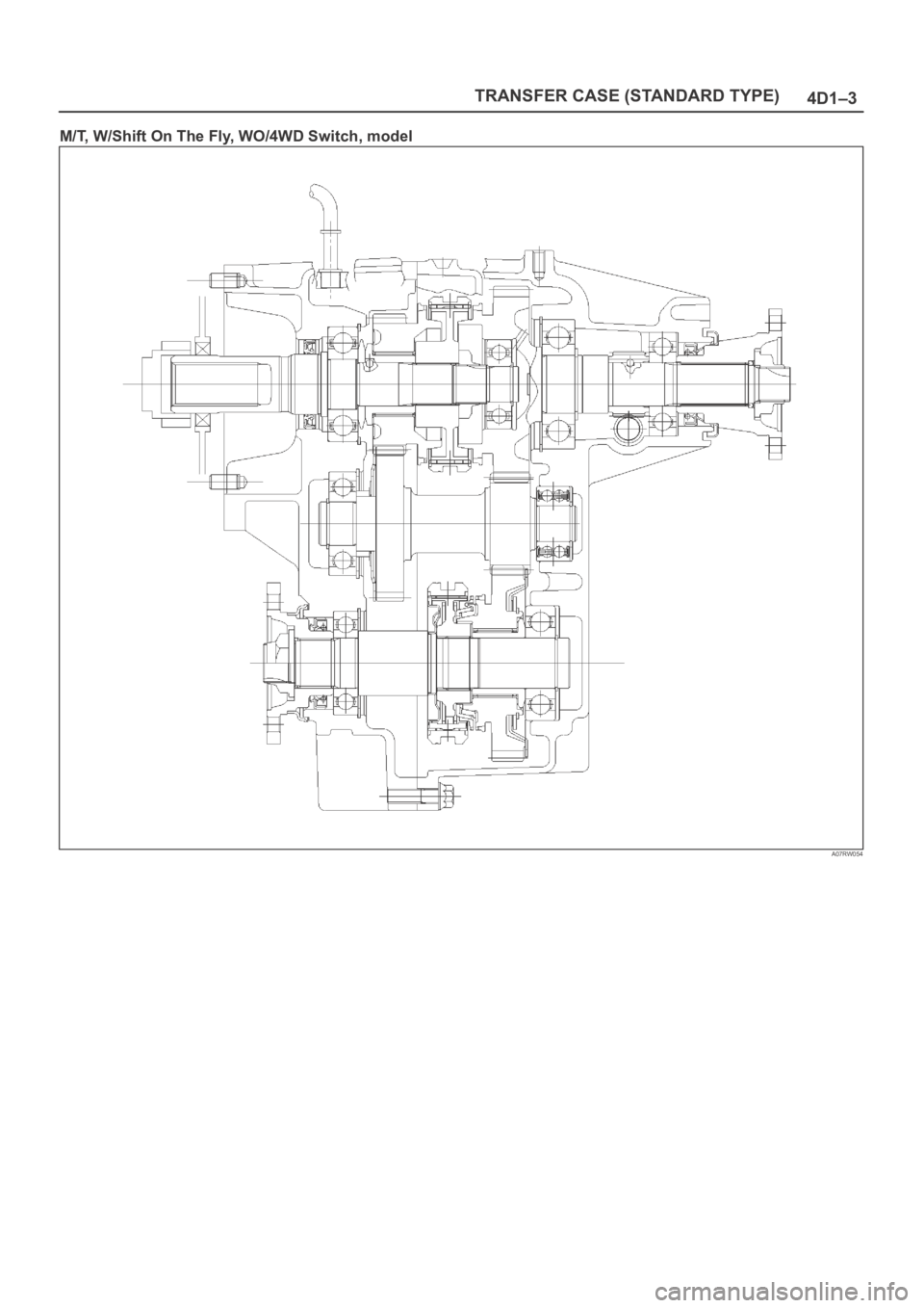 OPEL FRONTERA 1998  Workshop Manual TRANSFER CASE (STANDARD TYPE)
4D1–3
M/T, W/Shift On The Fly, WO/4WD Switch, model
A07RW054 