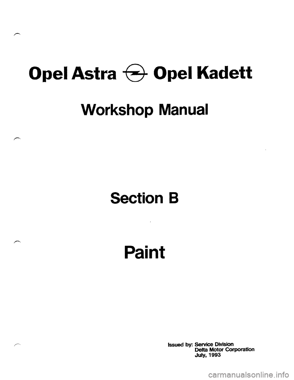 OPEL KADETT 1991  Electronic Workshop Manual Downloaded from www.Manualslib.com manuals search engine   