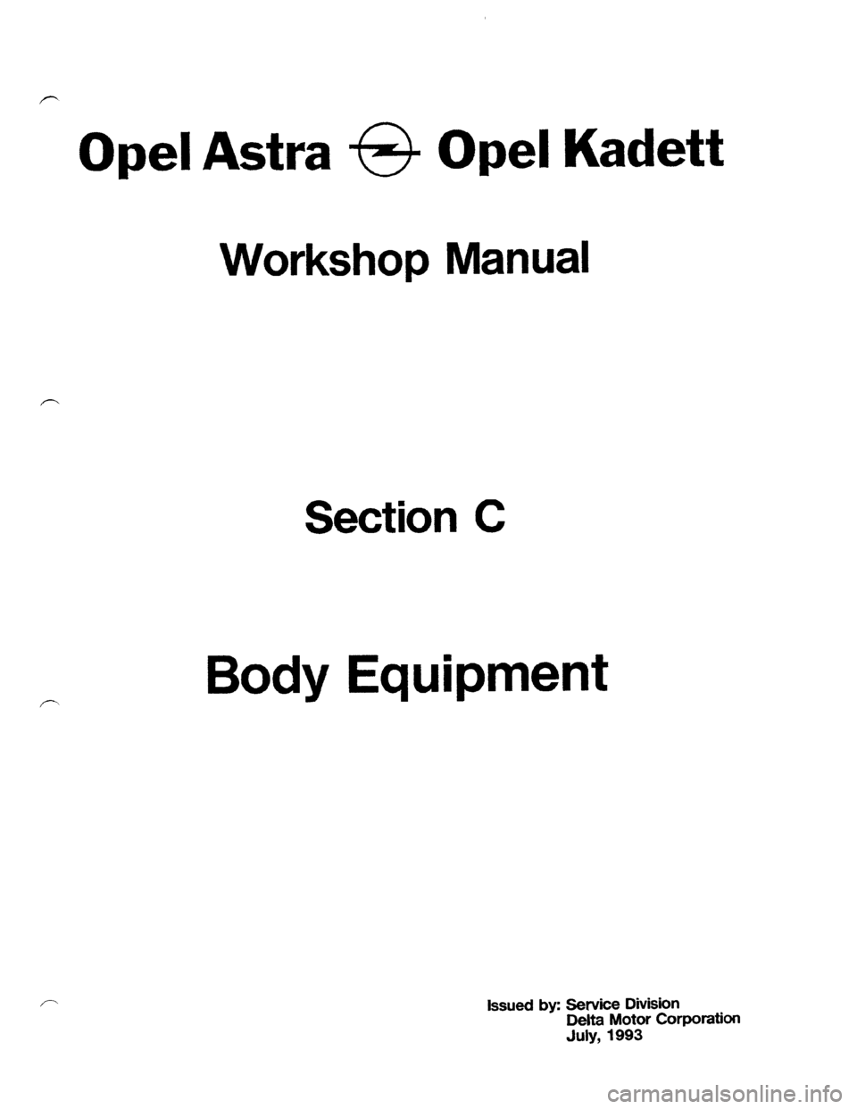 OPEL KADETT 1991  Electronic Workshop Manual Downloaded from www.Manualslib.com manuals search engine   
