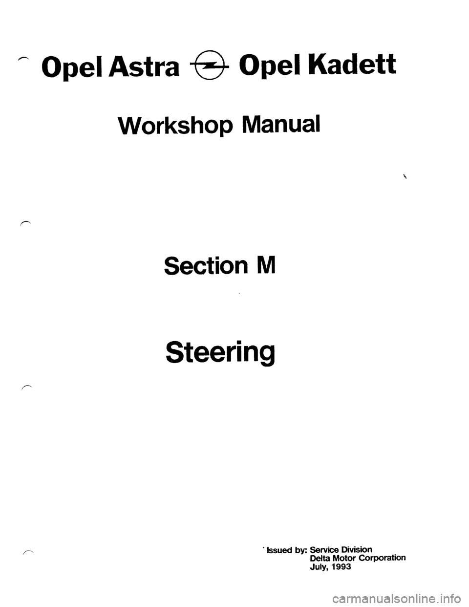 OPEL KADETT 1991  Electronic Workshop Manual Downloaded from www.Manualslib.com manuals search engine   