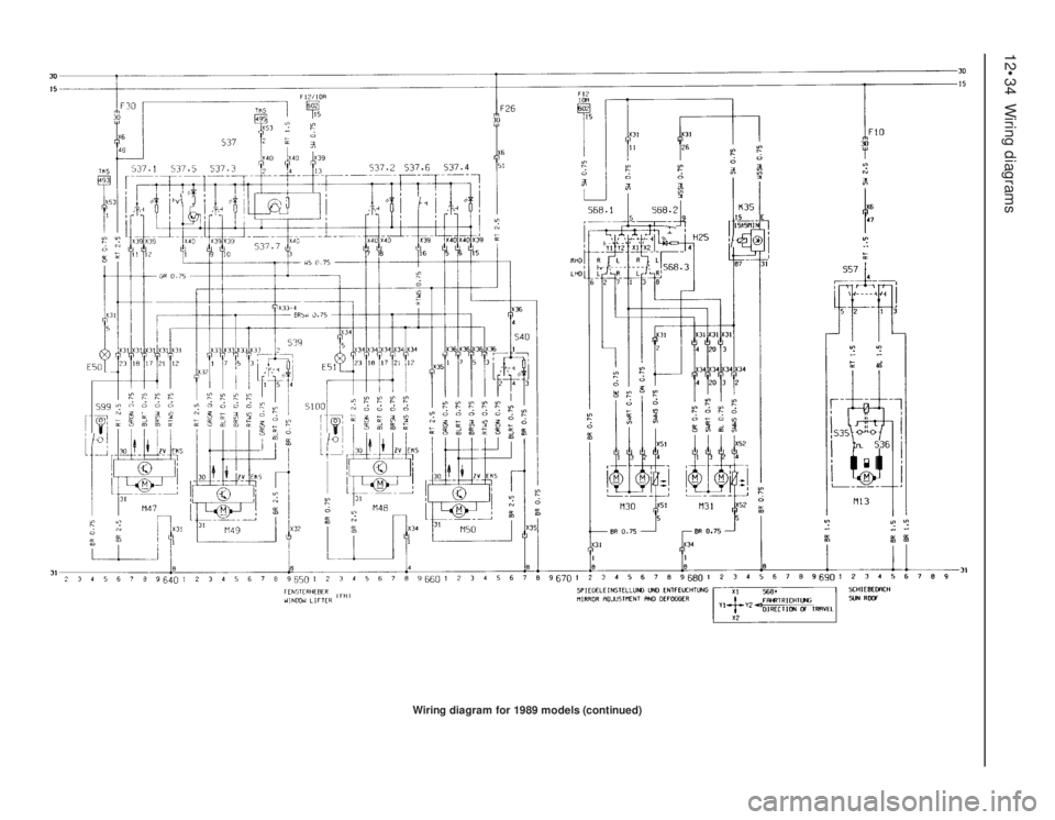 OPEL VECTRA 1988  Service Repair Manual 12•34Wiring diagrams
Wiring diagram for 1989 models (continued) 