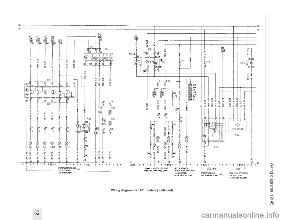 OPEL VECTRA 1988  Service Repair Manual Wiring diagrams  12•45
12
Wiring diagram for 1991 models (continued) 