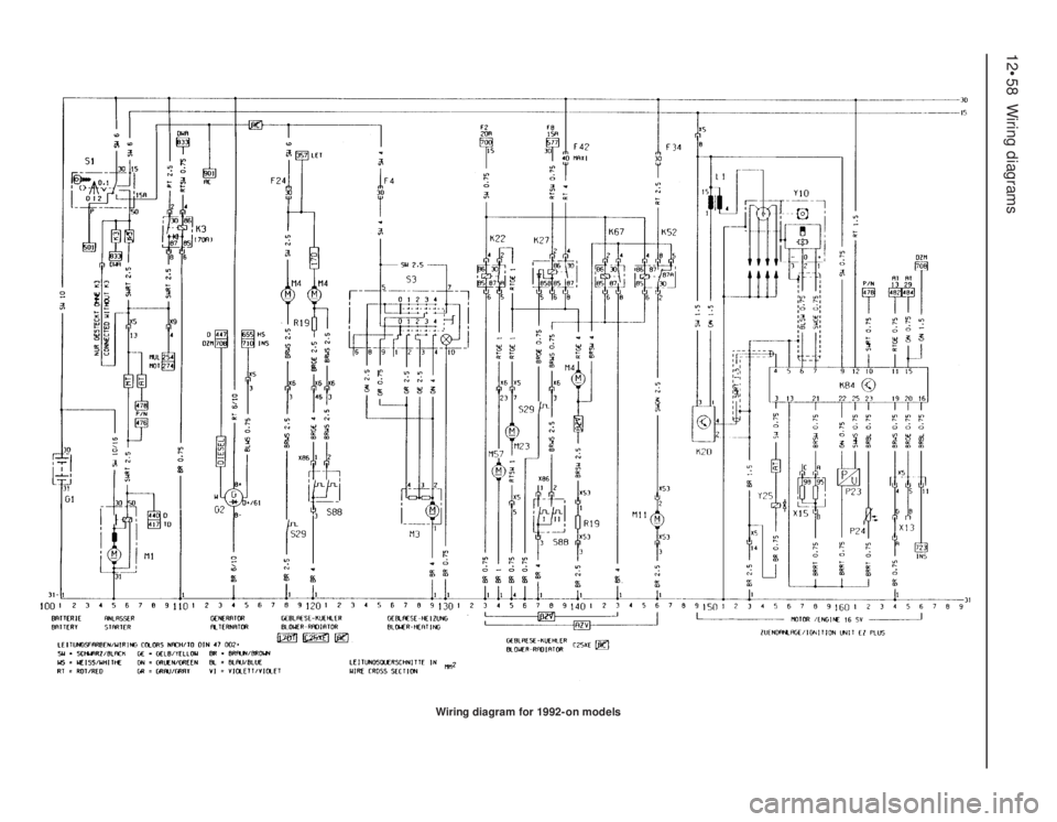 OPEL VECTRA 1988  Service Repair Manual 12•58Wiring diagrams
Wiring diagram for 1992-on models 
