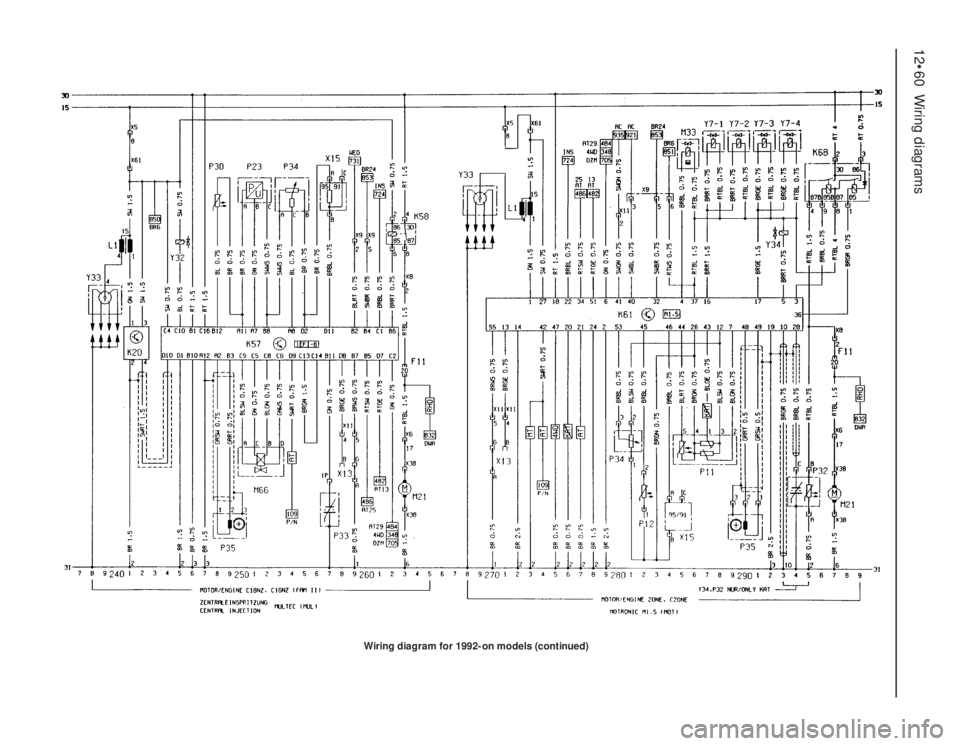 OPEL VECTRA 1988  Service Repair Manual 12•60Wiring diagrams
Wiring diagram for 1992-on models (continued) 