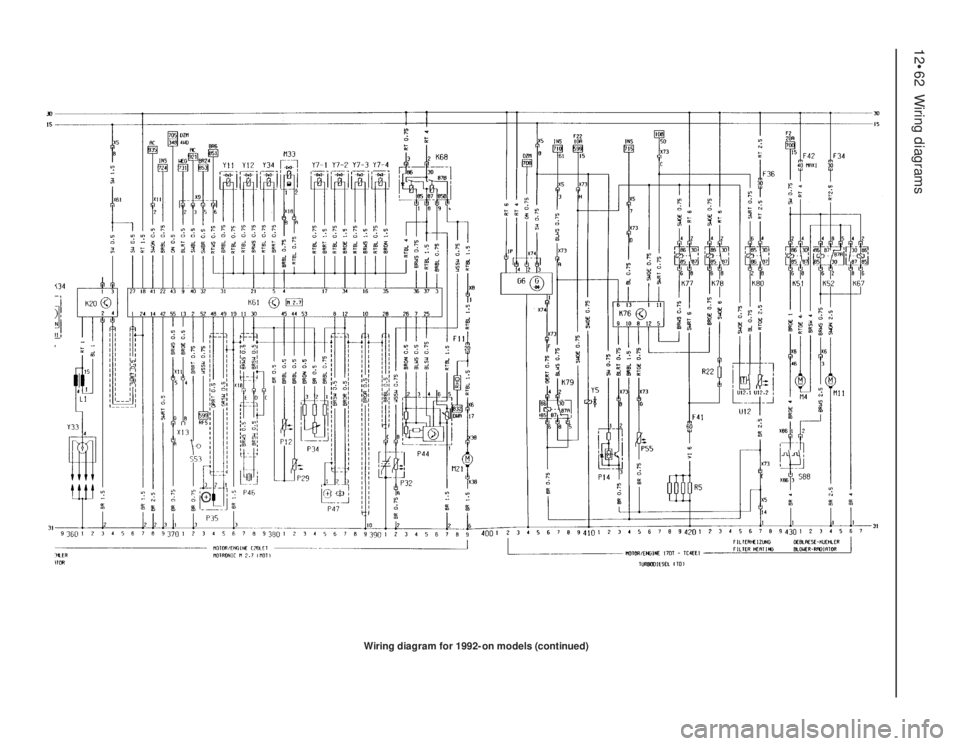 OPEL VECTRA 1988  Service Repair Manual 12•62Wiring diagrams
Wiring diagram for 1992-on models (continued) 