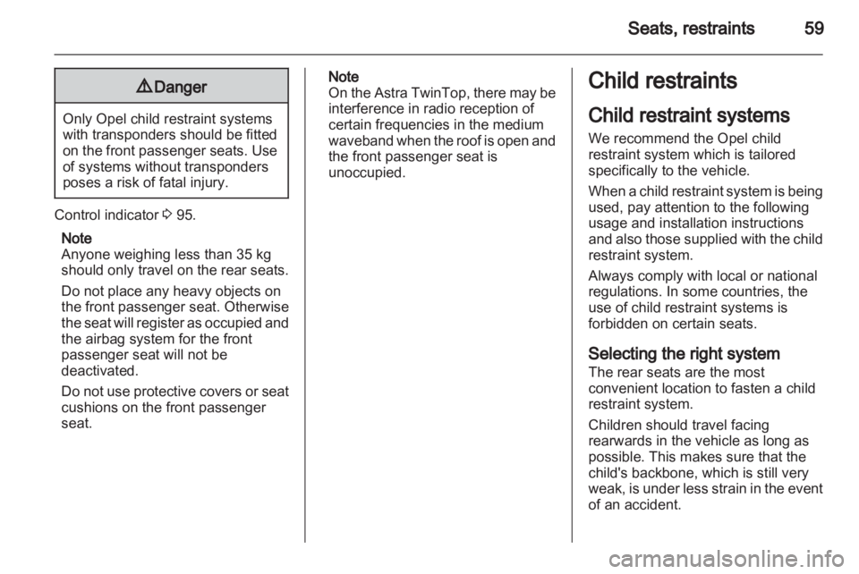 OPEL ASTRA TWINTOP 2011  Owners Manual 