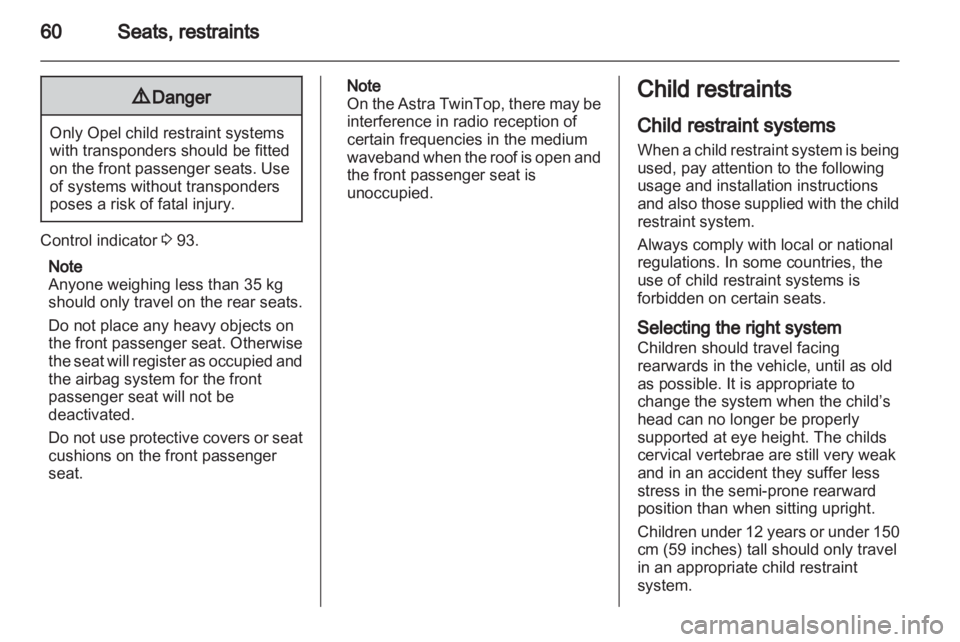 OPEL ASTRA TWINTOP 2010  Owners Manual 