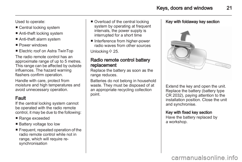 OPEL ASTRA TWINTOP 2012  Owners Manual 