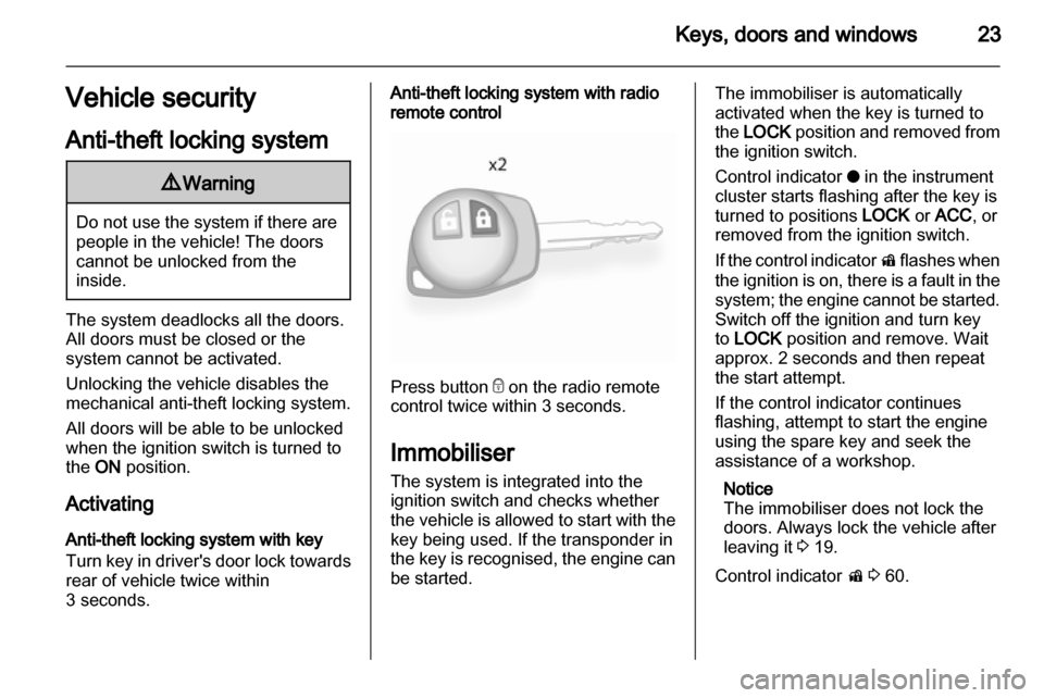 VAUXHALL AGILA 2012  Owners Manual 