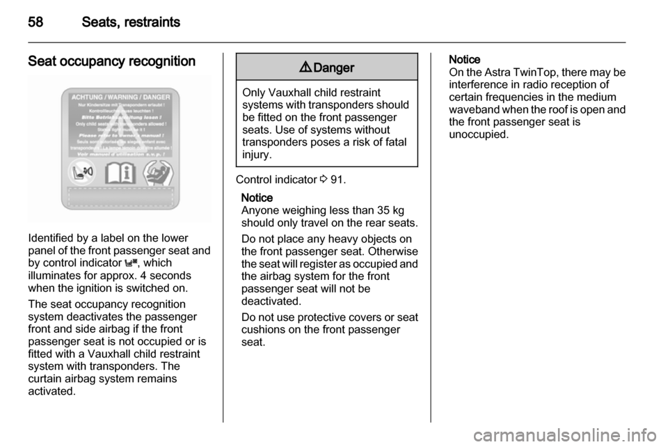 VAUXHALL ASTRA H 2010.5  Owners Manual 