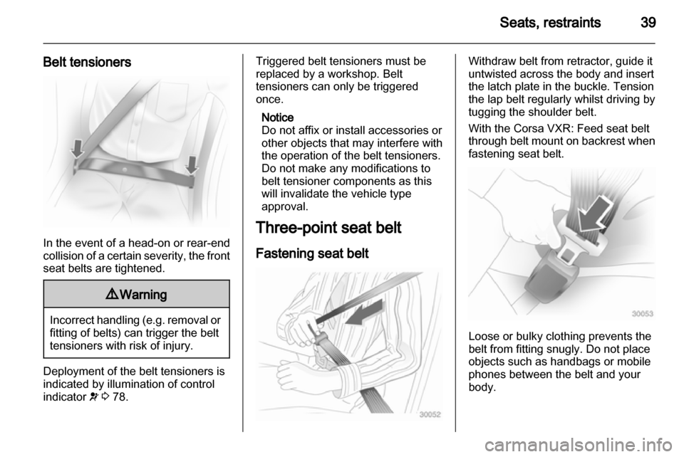 VAUXHALL CORSA 2012  Owners Manual 