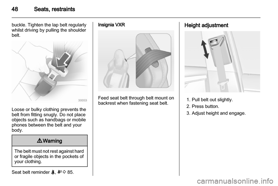 VAUXHALL INSIGNIA 2012.5  Owners Manual 