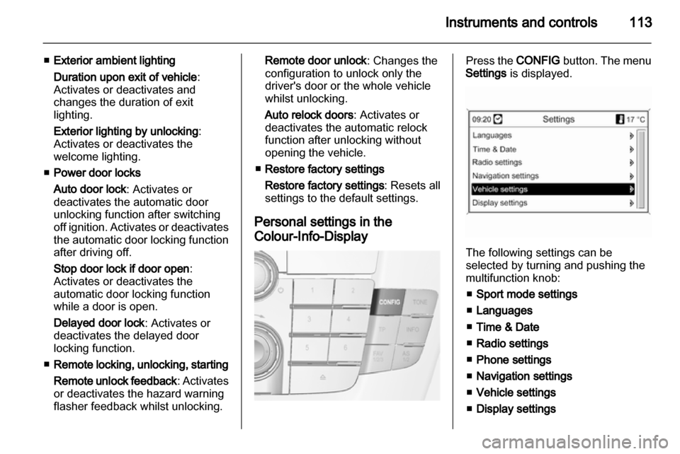 VAUXHALL INSIGNIA 2013.5  Owners Manual 
