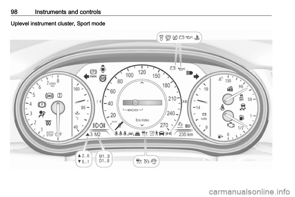 VAUXHALL INSIGNIA 2019  Owners Manual 98Instruments and controlsUplevel instrument cluster, Sport mode 