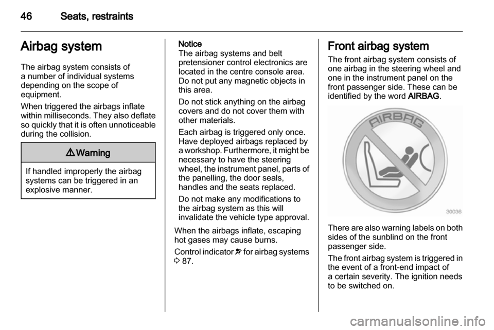 VAUXHALL MERIVA 2010.75  Owners Manual 