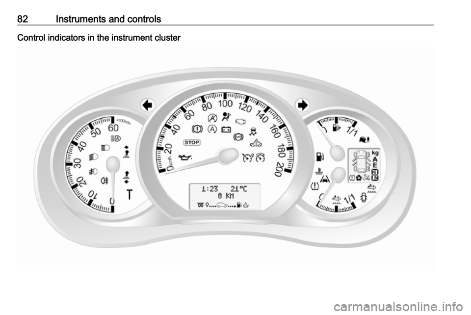 VAUXHALL MOVANO_B 2016  Owners Manual 82Instruments and controlsControl indicators in the instrument cluster 