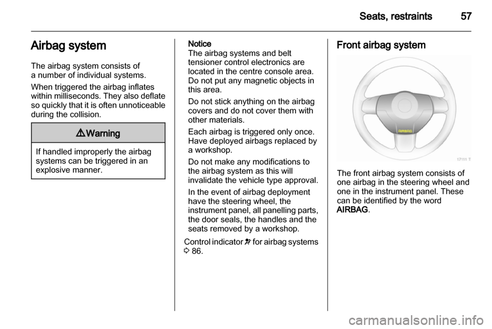 VAUXHALL ZAFIRA 2010  Owners Manual 