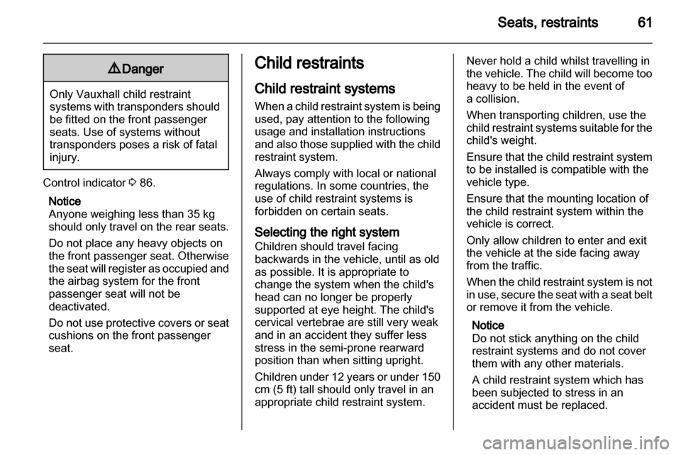 VAUXHALL ZAFIRA 2010  Owners Manual 