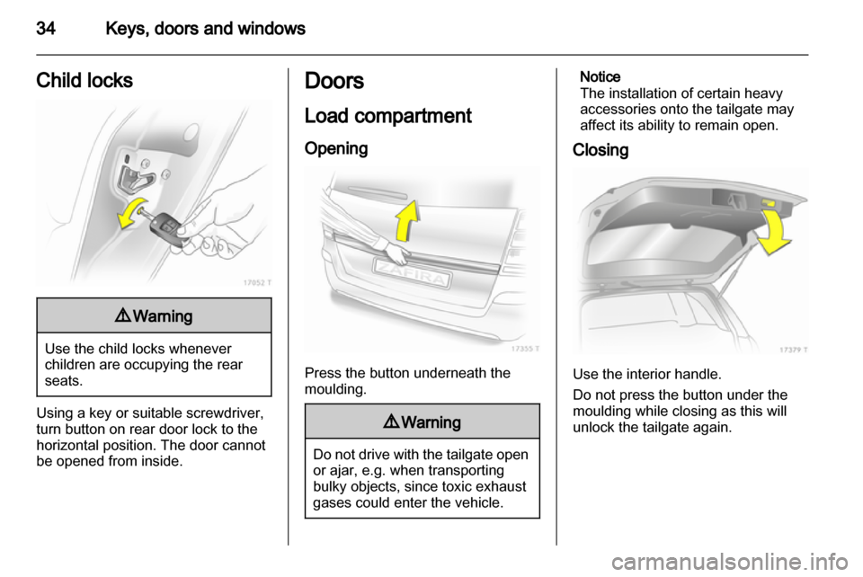 VAUXHALL ZAFIRA 2013  Owners Manual 