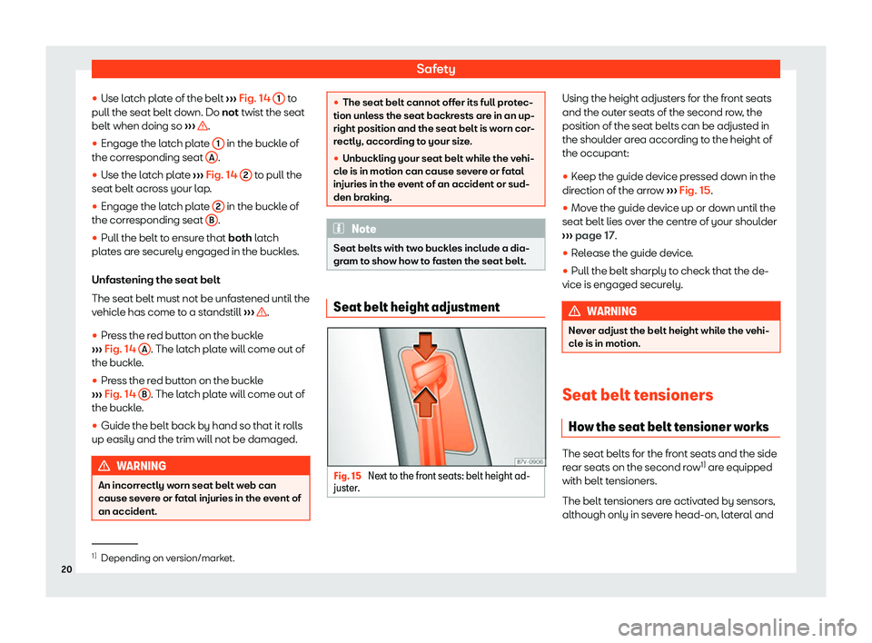 Seat Alhambra 2020  Owners Manual Safety
