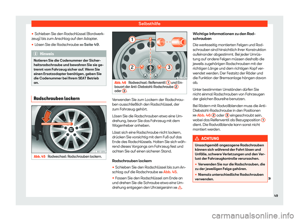 Seat Alhambra 2020  Betriebsanleitung (in German) Selbsthilfe
