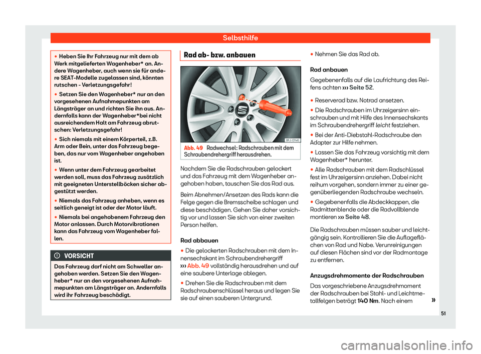 Seat Alhambra 2020  Betriebsanleitung (in German) Selbsthilfe
