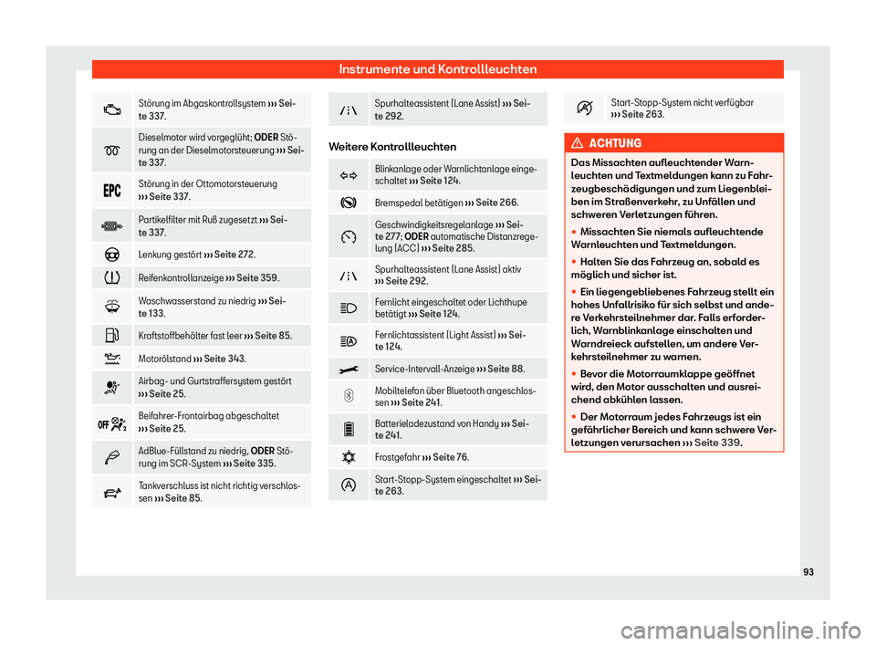 Seat Alhambra 2020  Betriebsanleitung (in German) Instrumente und Kontrollleuchten
�;
St
