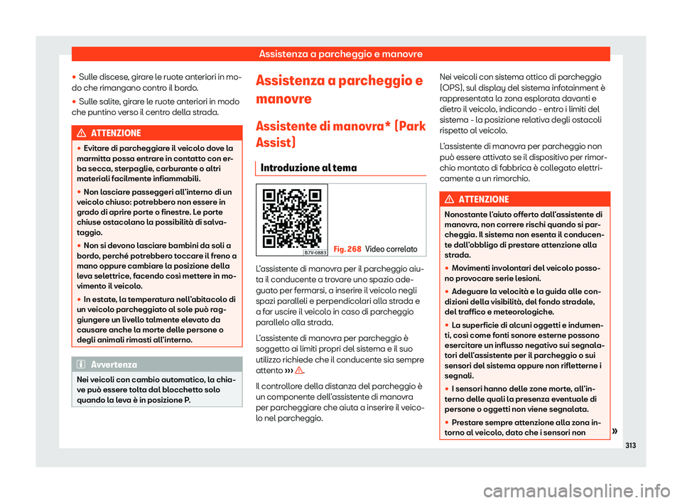 Seat Alhambra 2020  Manuale del proprietario (in Italian) Assistenza a parcheggio e manovre
