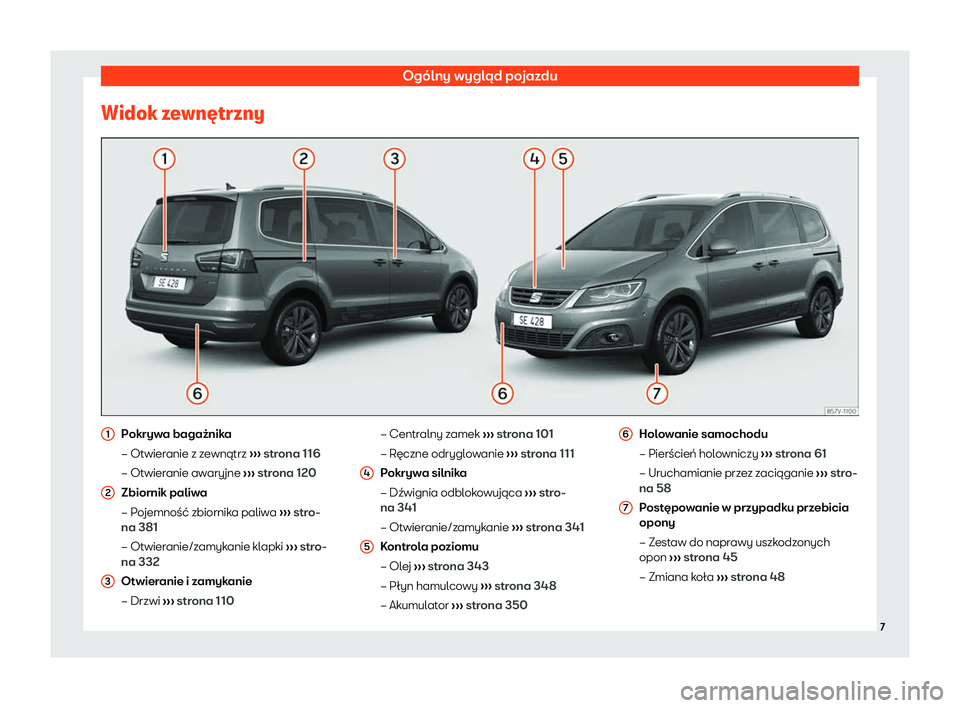 Seat Alhambra 2020  Instrukcja Obsługi (in Polish) Ogólny wygląd pojazdu
Widok zewn