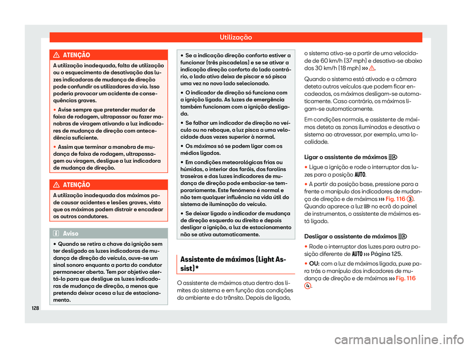 Seat Alhambra 2020  Manual do proprietário (in Portuguese)  Utilização
ATEN
