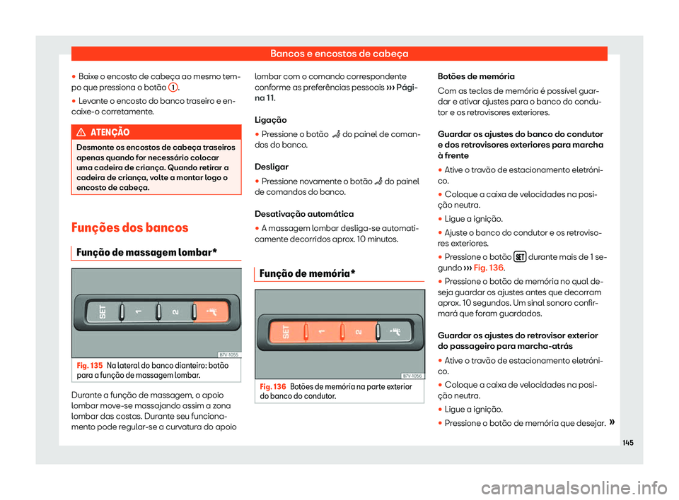 Seat Alhambra 2020  Manual do proprietário (in Portuguese)  Bancos e encostos de cabeça
