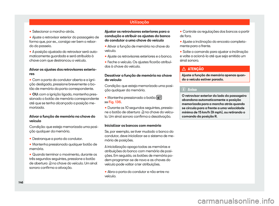 Seat Alhambra 2020  Manual do proprietário (in Portuguese)  Utilização
