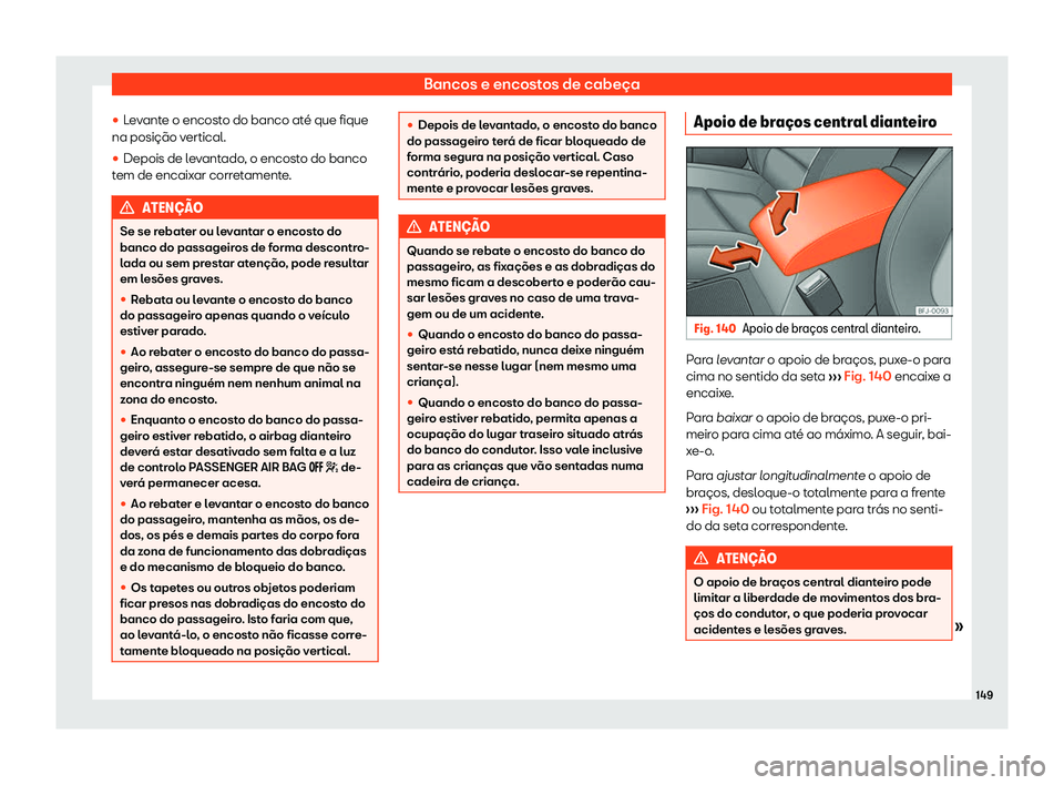 Seat Alhambra 2020  Manual do proprietário (in Portuguese)  Bancos e encostos de cabeça
