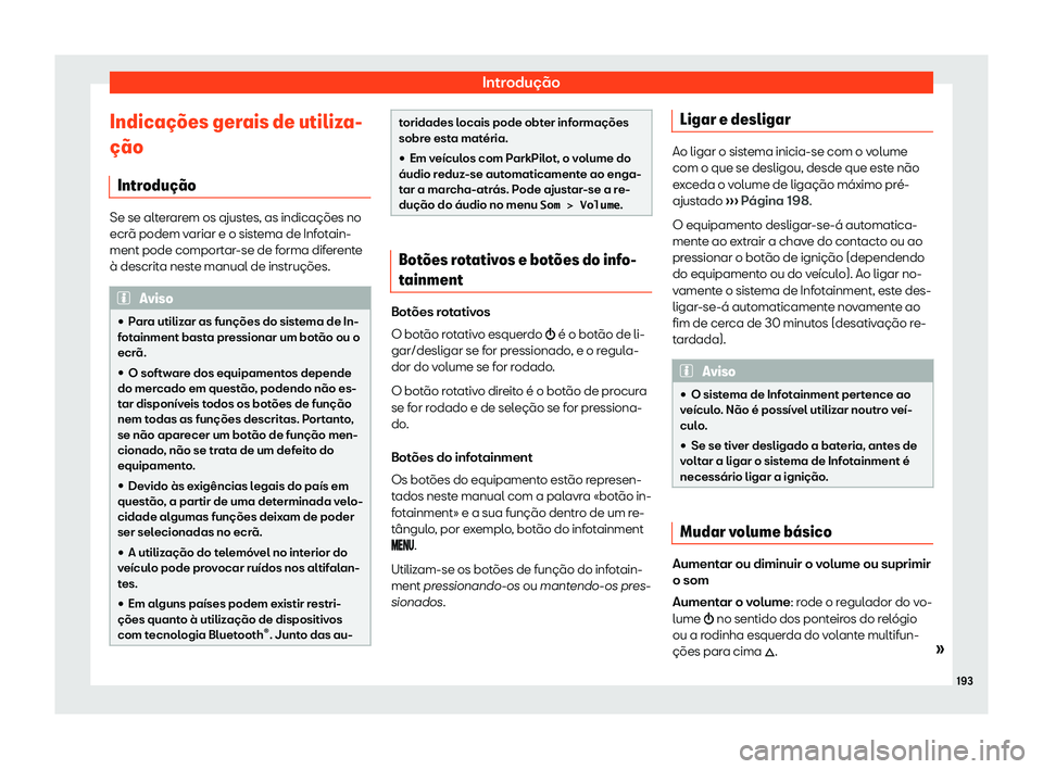 Seat Alhambra 2020  Manual do proprietário (in Portuguese)  Introdução
Indica
