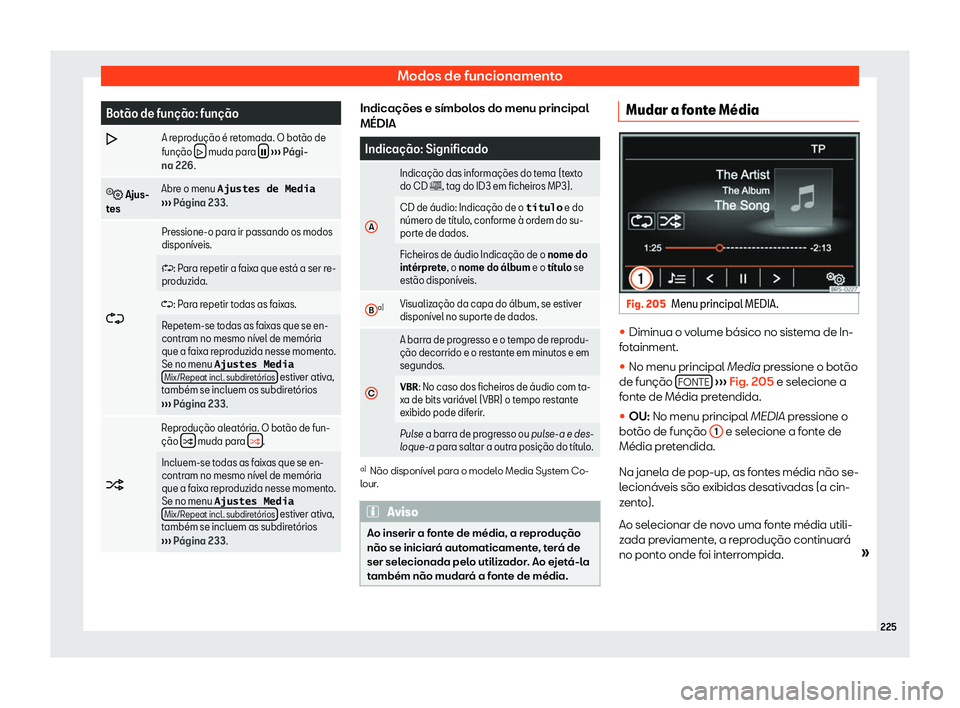 Seat Alhambra 2020  Manual do proprietário (in Portuguese)  Modos de funcionamento
Bot