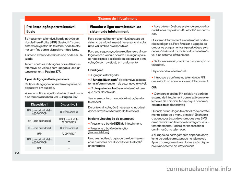 Seat Alhambra 2020  Manual do proprietário (in Portuguese)  Sistema de infotainment
Pr