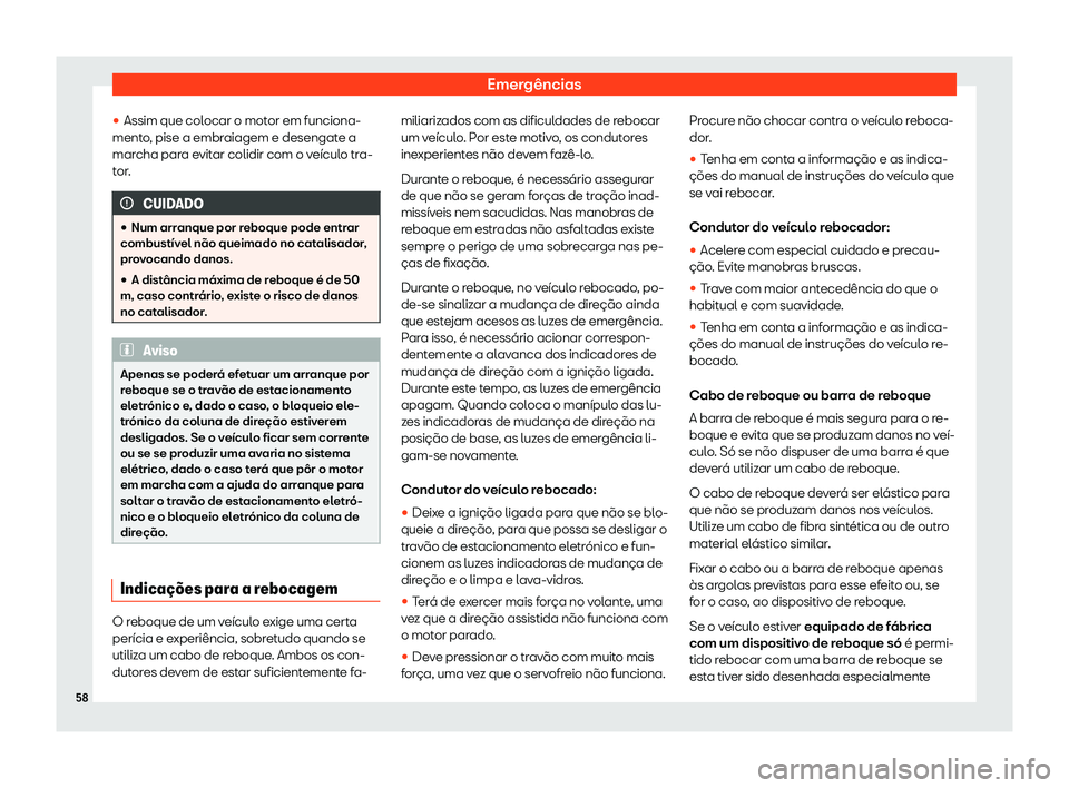 Seat Alhambra 2020  Manual do proprietário (in Portuguese)  Emergências
